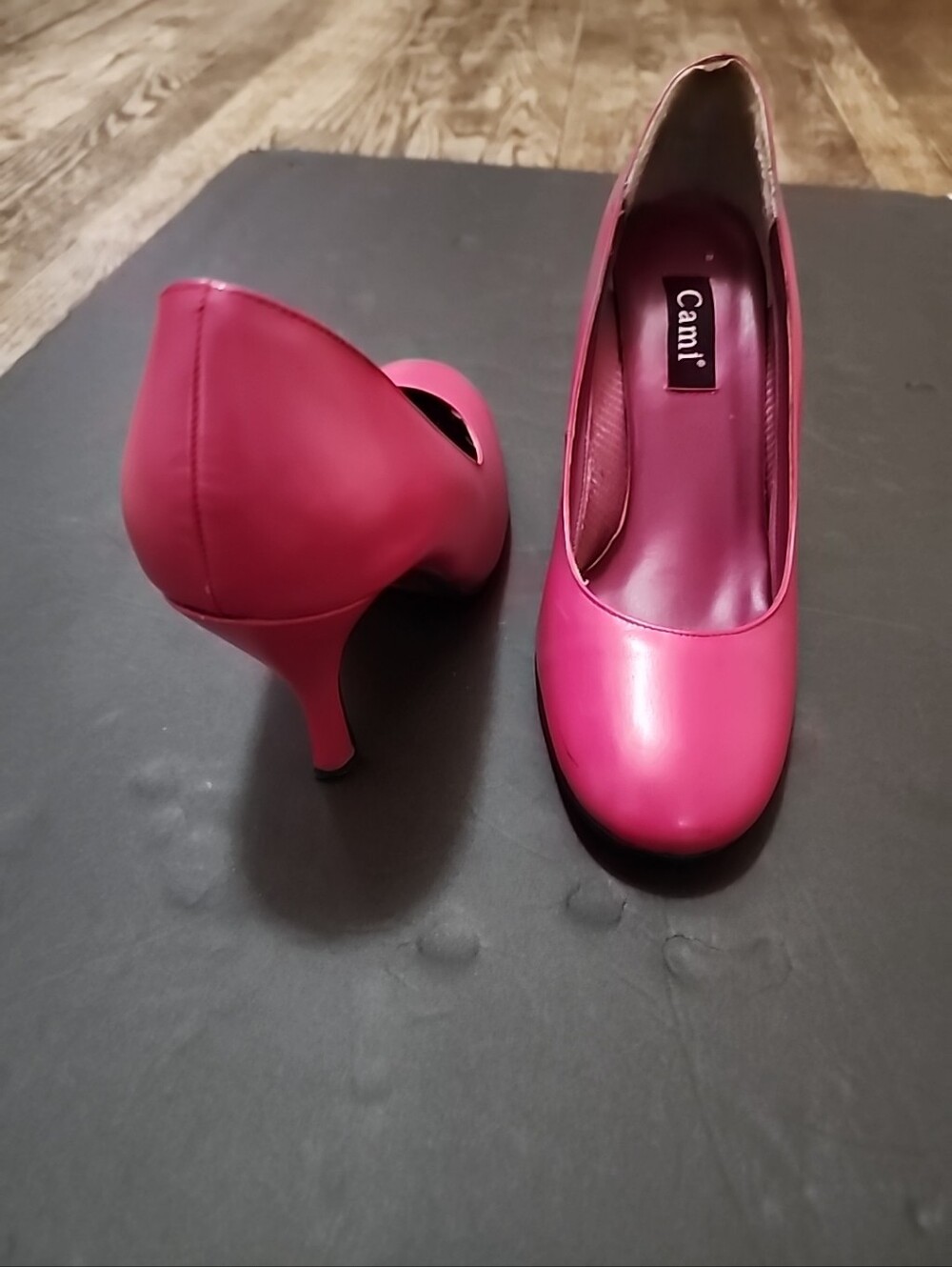 Cami NYC Pink Genuine Leather High Heels Stilleto Pumps Size 7 1/2 W Round Toe